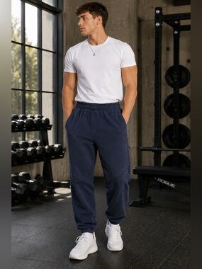 Gymshark Heavyweight Fleece Joggers Navy Men’s Small Sweatpants Dorm Ready Gym
